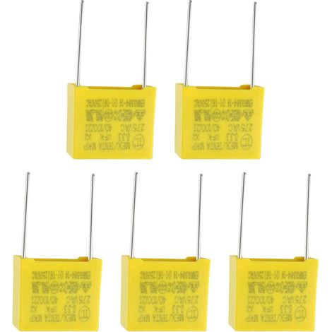 0.33uF 275VAC X2 Condensateurs x 5PCS Polypropylène Film pour Sécurité Équipement et Couplage Circuits, [21mm Pin Pitch] (1/5)