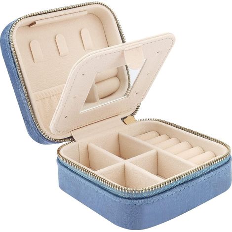 Coffret à Bijoux de Voyage - Organisateur Mini en Velours, Étui à Bijoux pour Filles et Femmes, Boîte de Rangement pour Bagues Boucles d'Oreilles et Colliers (1/5)