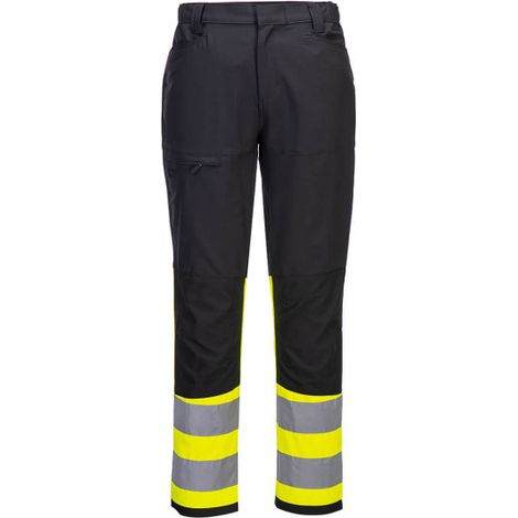 Pantalón de trabajo WX2 tejido elástico de alta visibilidad CD888 32 pulgadas Amarillo / Negro