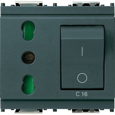 VIMAR - 16273 Presa 2P+T 16A P17/11 intb+MT C16 grigio