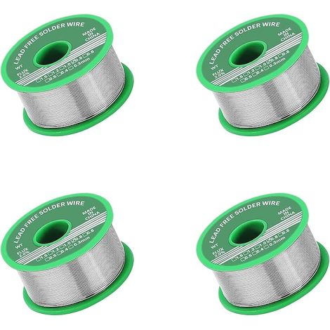 4 Stück Lötzinn, bleifreies Zinn mit Kolophoniumkern, Lötzinn mit Flussmittel, Lötdraht für elektronische elektrische Lötkomponenten, Reparatur und Heimwerken (0,8 mm, 20 g) (1/5)