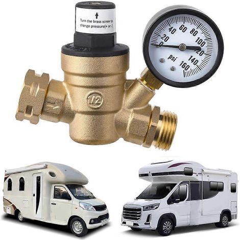 Régulateur de pression d'eau pour camping-cars et caravanes, vannes de réduction réglables en laiton, 160 PSI (1/4)