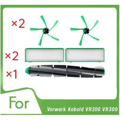 Set mit 5 Zubehörteilen für den Vorwerk Kobold VR200 VR300 Staubsauger: rotierende Seitenbürste, HEPA-Filter und ultra-beständige Zubehörteile. (1/5)