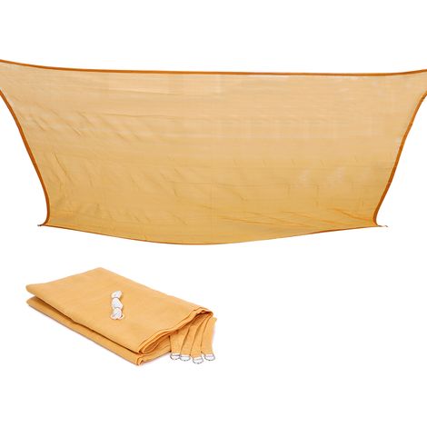 Auvent carré en HDPE pour patio, terrasse et jardin, couleur beige clair, 3 x 4 m (1/4)