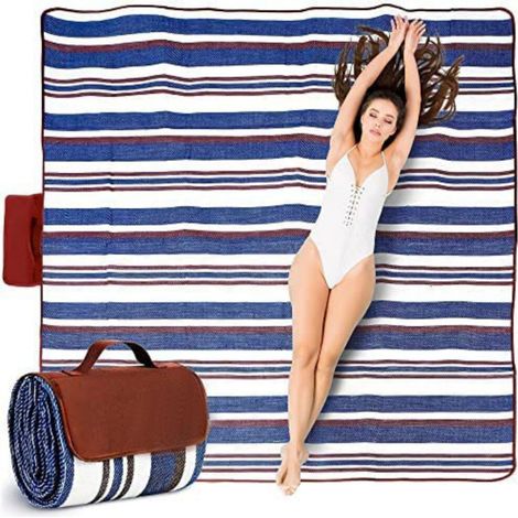 Coperta da picnic impermeabile: tappetino da esterno compatto e pieghevole con struttura a tre strati resistente e retro in PEVA. (1/5)