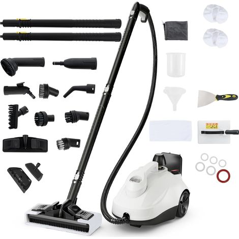 GOPLUS Nettoyeur Vapeur 2000W, Pression 5 Bars, 17 Accessoires & Réservoir d'Eau 1,8 L, Nettoyeur Vapeur Haute Pression avec Température 160 ℃ pour Cuisine, Voiture, Salon (Blanc) (1/5)