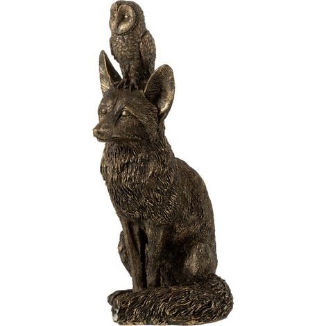 Statuette Renard en Résine "Hibou" 28cm Bronze (1/5)