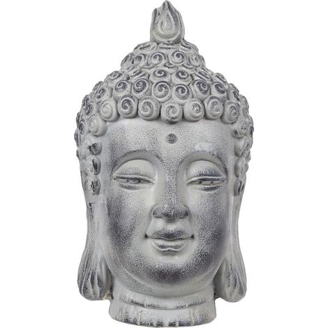 Statue - HOME DECO FACTORY - Tête de Bouddha - Gris (1/4)