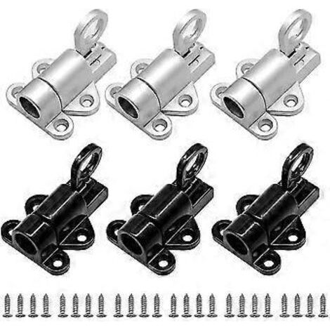 Verrou de porte automatique, lot de 6 verrous de porte et fenêtre en aluminium, petit loquet épais avec vis et ressort, anneau de sécurité.