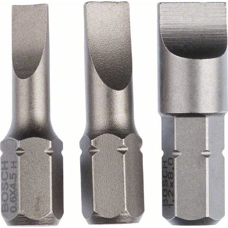 Pack 3 Embouts de vissage extra-dure S0,6x4.5 S0.8x5.5 S1.2x8 longueur 25 mm - 2607001750 - Bosch (1/2)