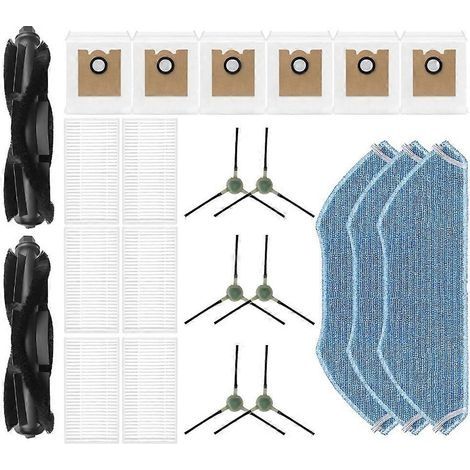 Pièces de rechange pour Lefant M2 Pro/M2S Pro : 2 brosses rotatives, 6 brosses latérales, 6 filtres HEPA, 3 lingettes de nettoyage, 6 sacs à poussière (1/5)
