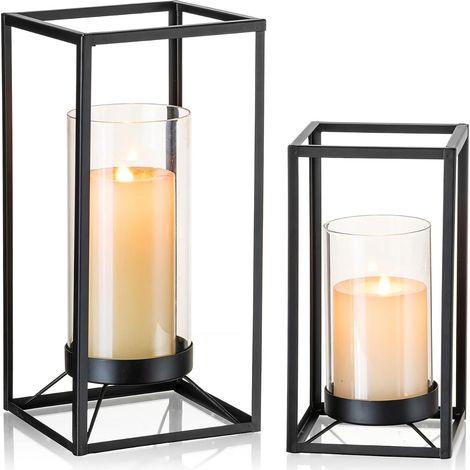 Lot de 2 photophores décoratifs - Noir (1/5)
