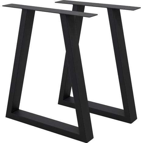 Ecd Germany – Pieds de table trapèze 60 x 72 cm – Acier revêtu de poudre noir – Lot de 2 – Support robuste pour cuisine et bureau (1/7)