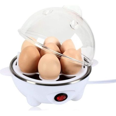 Cuociuova - Contiene 7 uova - Multifunzionale - Elettrico - Cuociuova con timer - Spegnimento automatico per la cottura a vapore - 350 W - Bolli, in camicia e cuoci le uova