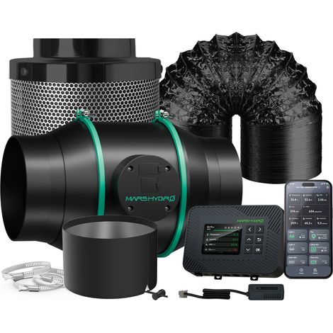Mars Hydro iControl Smart Controller 6" (150 mm) Inline-Rohrventilator und Aktivkohlefilter-Kombinationssystem