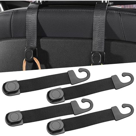 4-teiliges Auto-Kopfstützen-Taschenhaken-Set, Rücksitz-Gurtschnalle, organisierte Haken, platzsparende Auto-Hängetaschenhaken, geeignet für Taschen und Rucksäcke. (1/5)