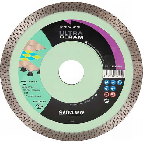 Sidamo – Disque diamant pour meuleuse 76 mm – Coupe nette grès céram et faïence – Alésage 10 mm – Hauteur segment 6 mm – Performance pro