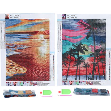 Kit de peinture diamant paysage marin DIY, décoration murale pour chambre à coucher, tableau scintillant à poser soi-même (1/5)