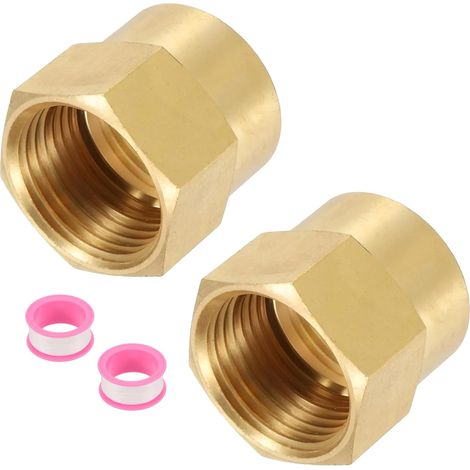 2 Raccord De Tuyau, Laiton, 3/4" GHT Femelle, 3/4" NPT Femelle, Hexagonal, Plomberie
