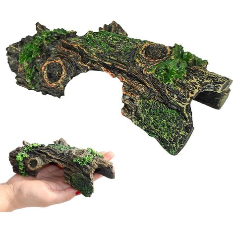 Décoration d'Aquarium Grotte Décorative pour Aquarium Résine pour Décoration Fish Tank Déco d’Aquarium Ornement Cachette Aquarium Tronc d’Arbre Accessoires d'Aquarium pour Accueil Jardin