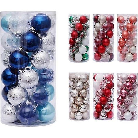 Lot de 30 boules de Noël bleues de 6 cm pour sapin, décorations en plastique pour la maison. (1/5)