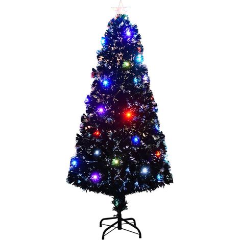 Árbol de Navidad preiluminado con soporte y LED fibra óptica 150 cm vidaXL