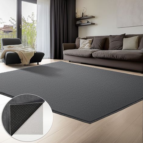 VOUNOT® Tappeto Morbido a Pelo Corto 160x230 cm con Doppio Sistema Antiscivolo, Stile Moderno, Antracite