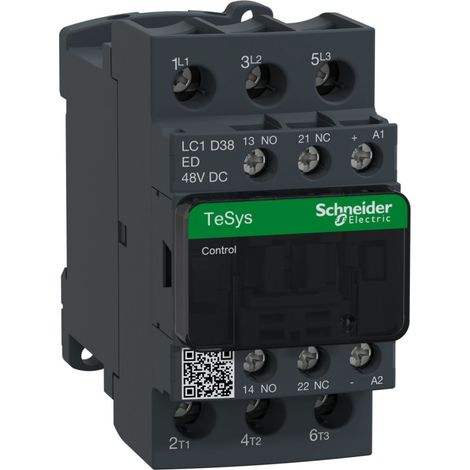 Contacteur de puissance TeSys Deca 38 A triphasé 48 V CC 1 NO 1 NF LC1D38ED (1/2)