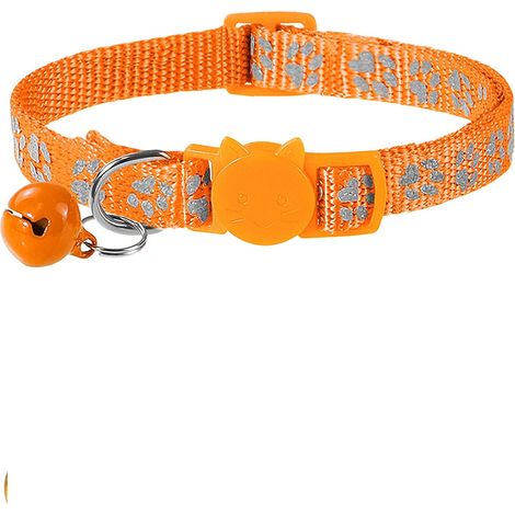 Collier Chat - Anti Étranglement Réglable avec Boucle de Sécurité et Bande Réfléchissante - Pour Chat et Chaton - 19 à 32 cm - Orange - 2 Pièces (1/5)