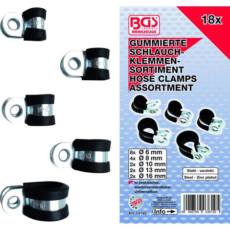 VarietÃ  di 18 collari di fissaggio con rivestimento in gomma