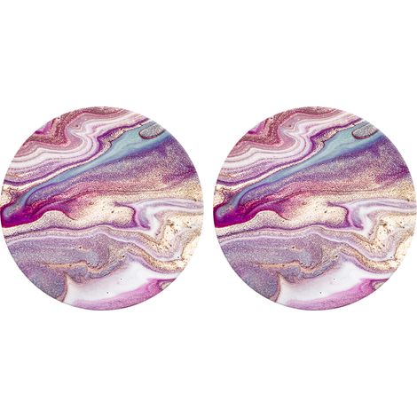 Sous-Verre Céramique - Base Liège Anti-Dérapante - Design Marbre Or Rose - Pour Verres Tasses et Mugs - Lot de 6 (1/5)