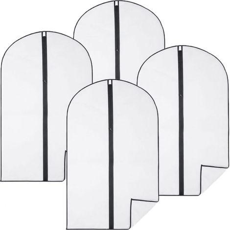 Lot de 4 housses pour vêtements à suspendre avec zip - 60 x 120 cm - Opaque - Vivezen