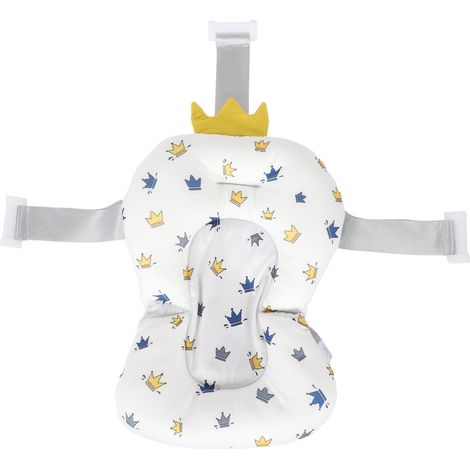 Cojín de baño flotante, ajustable con correas, con estampado de corona, para recién nacidos de 0 a 12 meses. (1/5)