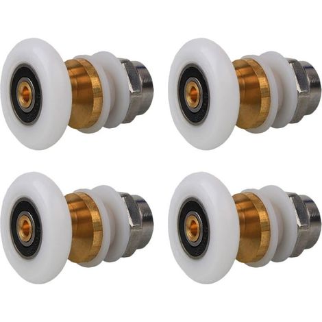 Roulettes pour porte de douche, 20 mm, lot de 4. Roulettes en laiton pour porte de douche coulissante, remplaçant les roulettes pour rail de porte de douche coulissante en verre (20 mm). (1/5)