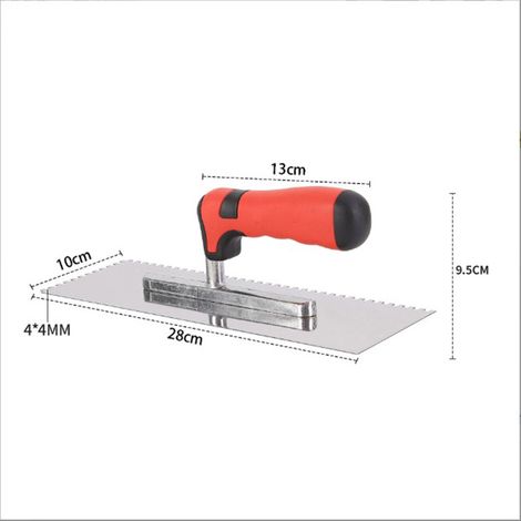 Truelle carrée rainurée en acier inoxydable, truelle dentée, cuillère à plâtrer, pose de carrelage et installation de carreaux de céramique