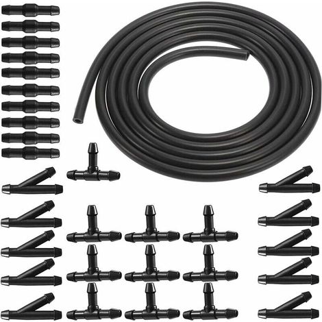 Kit de réparation de tuyau de liquide de lave-glace noir de 3 m, tuyau de système de lave-glace, tuyau automobile, tuyau isolant, tuyau de système de lave-glace universel avec connecteur de tuyau de 3