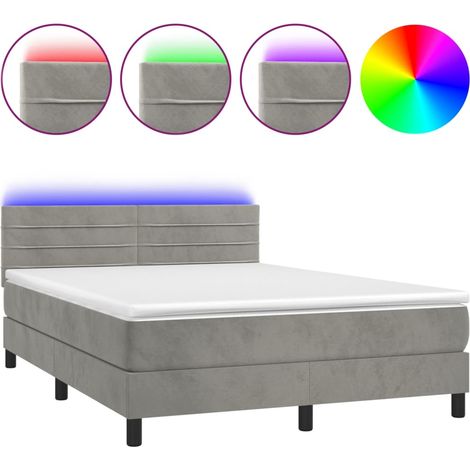 Maison Exclusive - Cama box spring colchón y LED terciopelo gris (1/5)