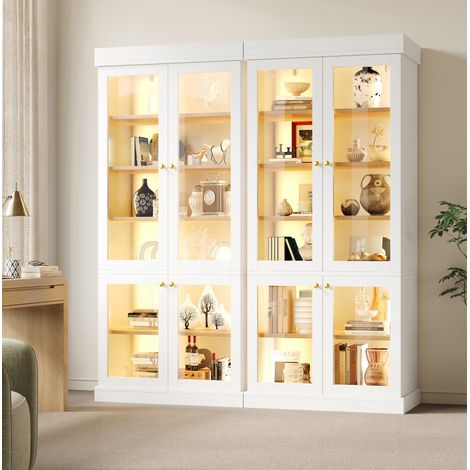 Mueble de almacenaje vitrína con LED, 160 x 40 x 180 cm, blanco OKMYHOME (1/5)