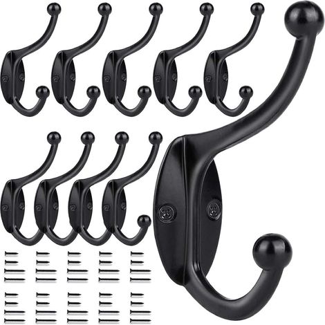 10 schwarze Badezimmerhaken (5,2 9,7 cm) – Wandmontage – geeignet zum Aufhängen von Jacken, Schals, Handtüchern und Schlüsseln (1/5)