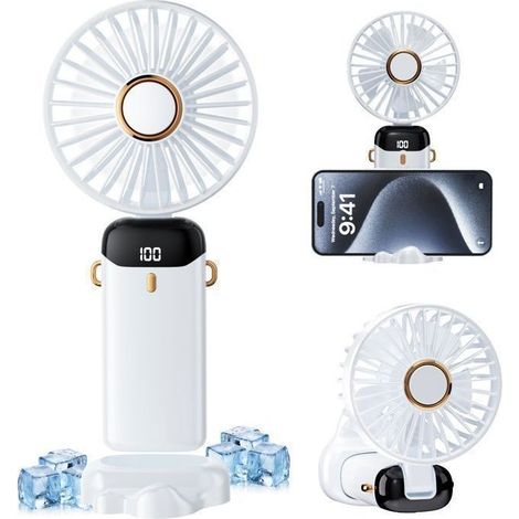 Ventilateur portable 5 en 1 - Blanc - 2500 mAh - 5 vitesses - Pliable - Silencieux (1/5)