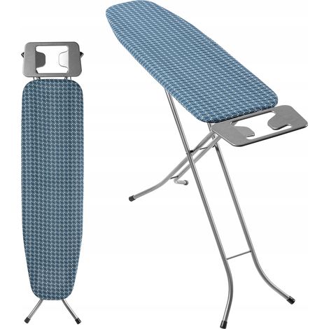 KADAX Table à Repasser 110 x 30 cm, Planche à Repasser Pliable avec Housse en Coton, Support pour Fer, Pieds Antidérapants et Hauteur Réglable (Bleu) (1/5)
