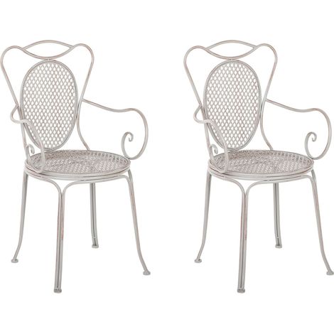 Conjunto de 2 sillas de jardín gris con mesa y 2 sillas estilo chic francés Cilento