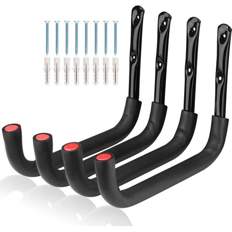 Grand cintre à outils robuste de 32, 5 cm, 4 crochets de rangement muraux pour garage, intérieur et extérieur, capacité de charge de 25 kg (23, 5 cm x 32, 5 cm) (1/5)