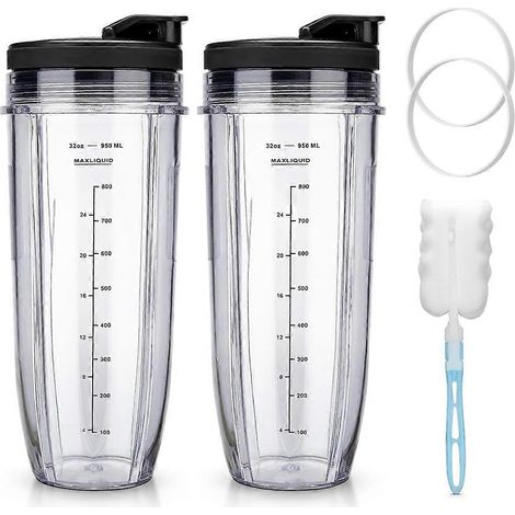 Pour Ninja mixeur tasses 32 oz tasses kit avec joint couvercles BL450 BL480 BL486 BL487 BL492 BL494 BL642 BL682 (1/5)