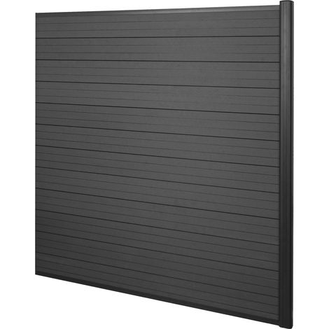 [NEUWERTIG] WPC-Sichtschutz Savoie, Windschutz Zaun, Alu Premium Erweiterungselement, 1,85m anthrazit