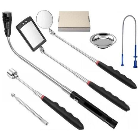 BARKBUSTERS Outil de Préhension Magnétique Télescopique pour Ramassage avec LED , tige d'aspiration flexible avec lumière Ensemble de 7 pièces (1/4)