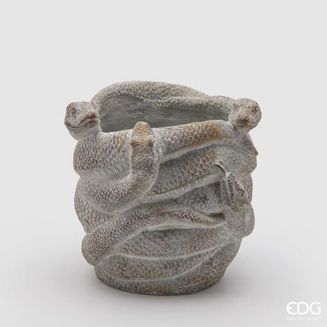EDG Enzo De Gasperi Vaso Cemento Snake H 26 Cm D 26 Cm Grey Waterproof