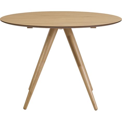 Tavolo da pranzo rotondo design in legno chiaro frassino D106 cm WALFORD
