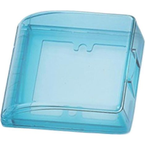 Cache-prise étanche pour prise électrique, 1 prise, universel, étanche, pour interrupteur de lampe, cuisine et piscine.-Clear Blue (1/5)
