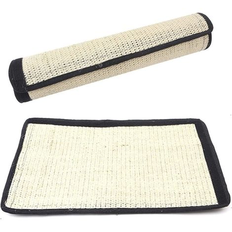 Tapis à gratter pour chat en sisal naturel, antidéchirure, protecteur de meubles, sol antidérapant, adapté aux chats et chiots, résistant à l'usure, idéal comme grattoir mural ou au sol. (1/4)